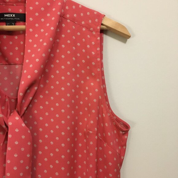Coral Pink & Pearl Polka Dot Bow Tie Bubble Hem Tank - Picture 8 of 16